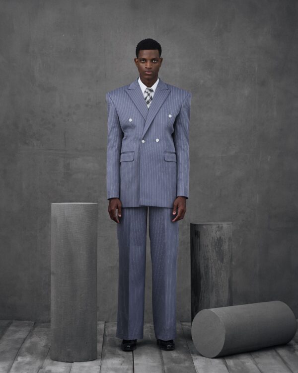 The gray pinstripe power suit