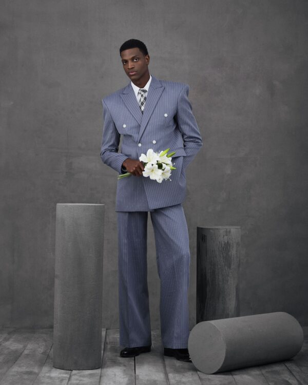 The gray pinstripe power suit